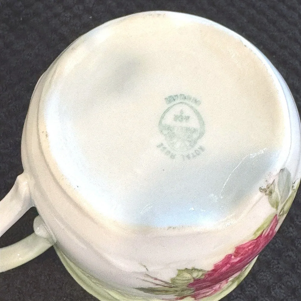 Vintage Royal Vale England Bone China Tea Bag Holder Mug Cabbage Roses Cottage